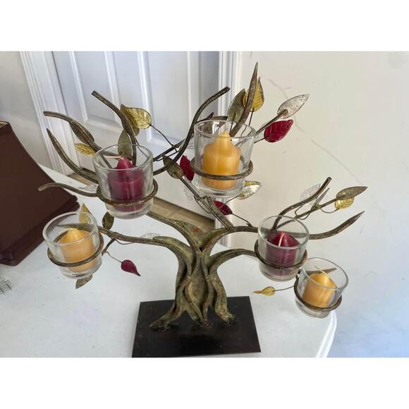 Metal Tree Votive with Candles - Picture 5 of 6